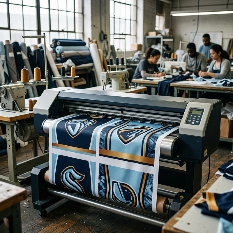 Sublimation printer producing hockey jersey panels
