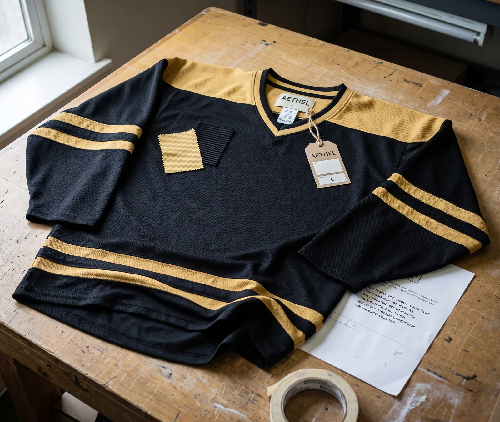 Main label, hangtag and trim references recorded on the order file
